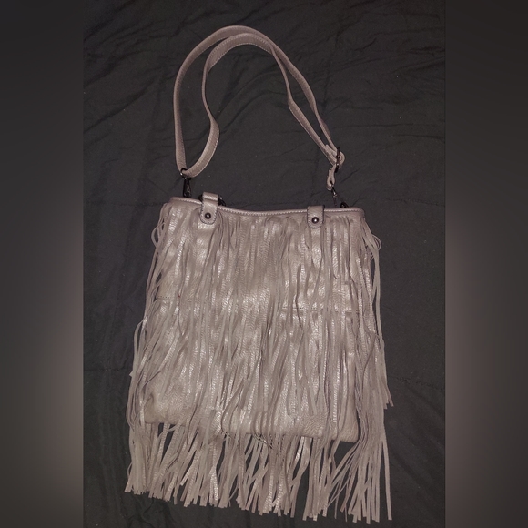 FRINGE BAG, GREY, BEAUTIFUL BAG, BY BAM FOREVER, CROSSBODY/TOP HANDLE, - Picture 7 of 10